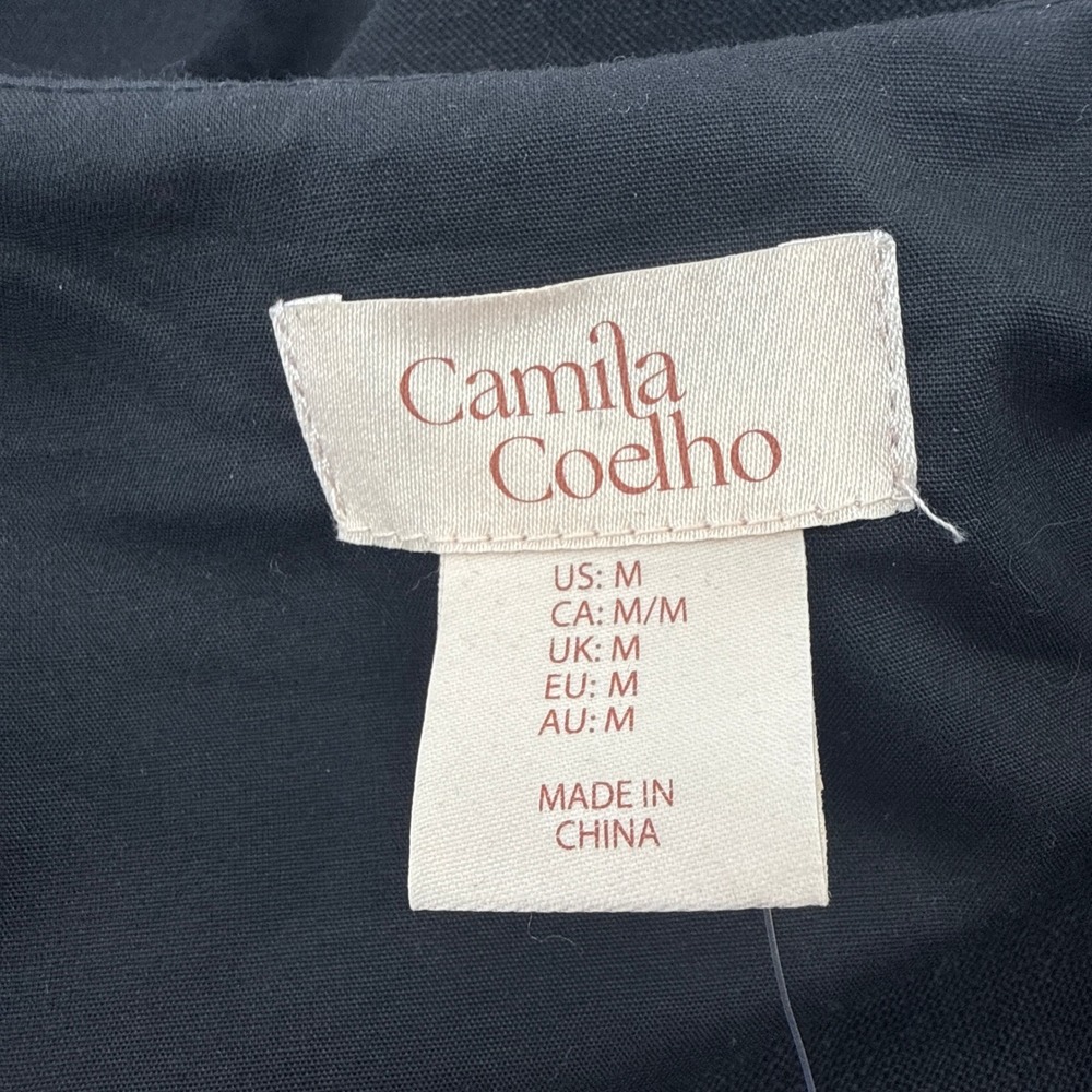 Camila Coelho Revolve Black Linen Crochet Embroider Tassel Lace Up Mini Dress M - Picture 8 of 12